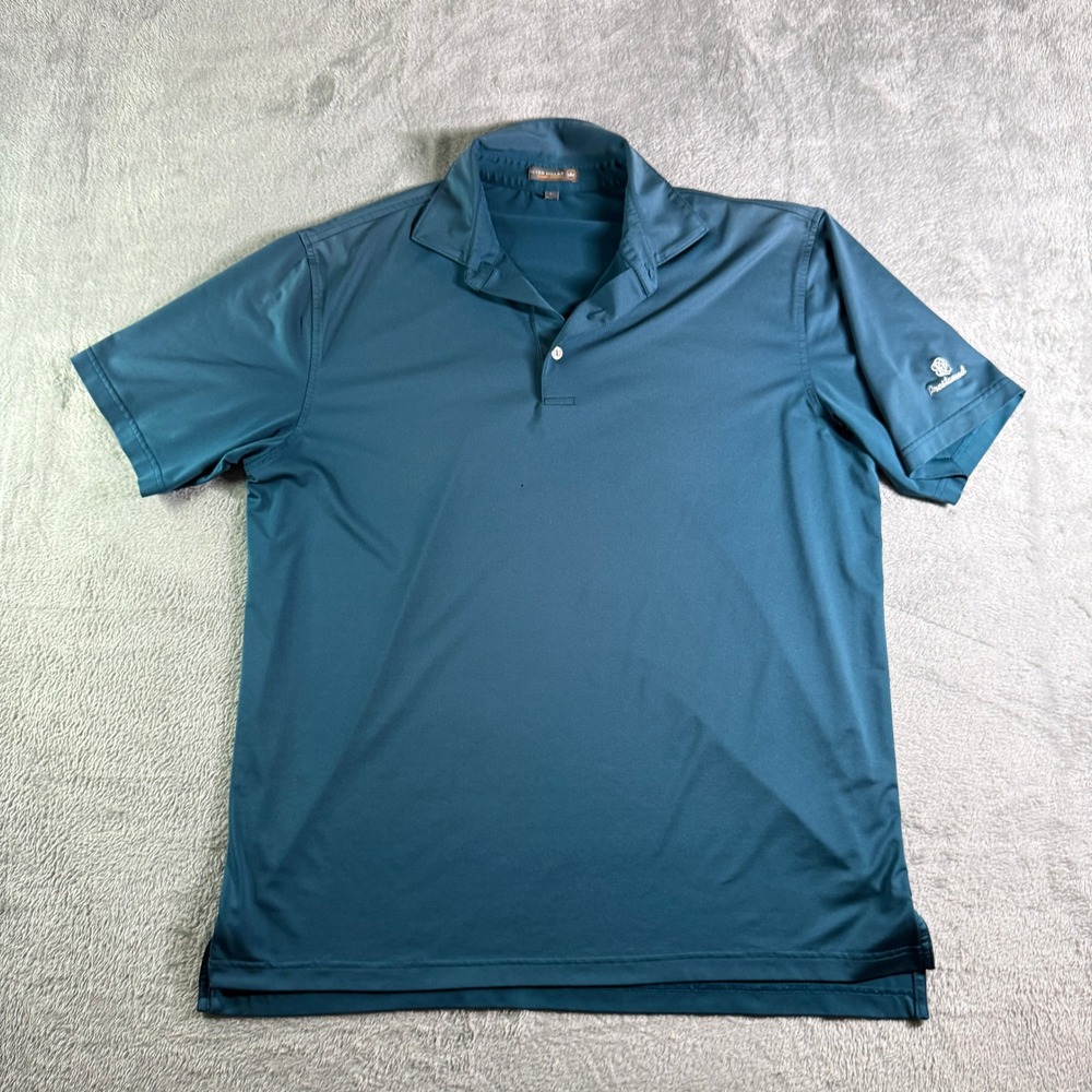 Peter Millar Summer Comfort Golf Polo Shirt Prestonwood Logo Blue Large (READ) - Picture 2 of 11